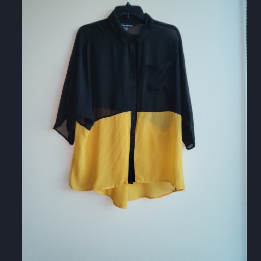 Marianne Black Button Up Sheer Blouse